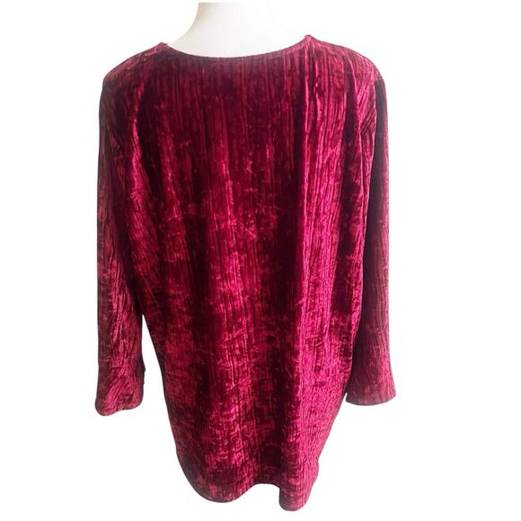 Alfred Dunner Crushed Velvet Long Sleeve Tunic Beaded Neckline Size XL Holiday - Picture 6 of 10